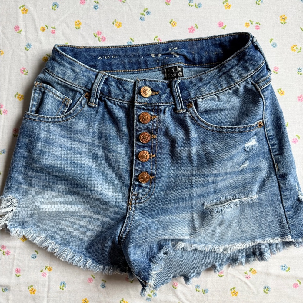 Distressed Denim Shorts